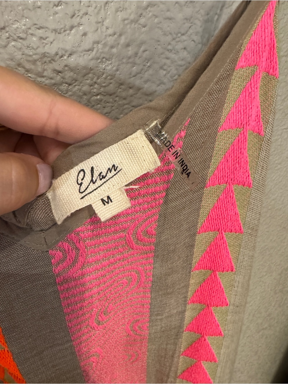 Elan Tulum Maxi Dress Neon Aztec Print Tiered Boho Resort Beach Pockets Size M - Picture 6 of 7